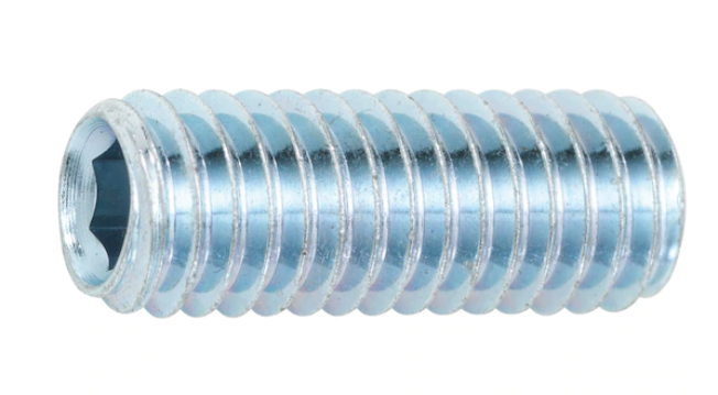 M6x25 mm Gewindestift Innensechskant und Kegelstumpf verzinkt blau passiviert (A2K)