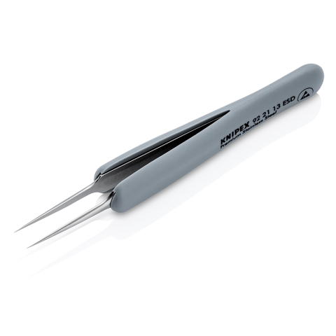 110 mm gerade/nadelspitze ESD Präzisionspinzette mit gummiertem Griff von Knipex