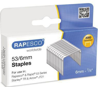 RAPESCO Heftklammer RAPESCO 53/6 Rexel Rapid Leitz Novus Esselte Arrow Stanley Stahl 2.000 St./Pack.