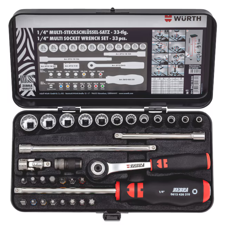 Multi-Steckschlüssel 1/4 Zoll 33-teiliges Sortiment