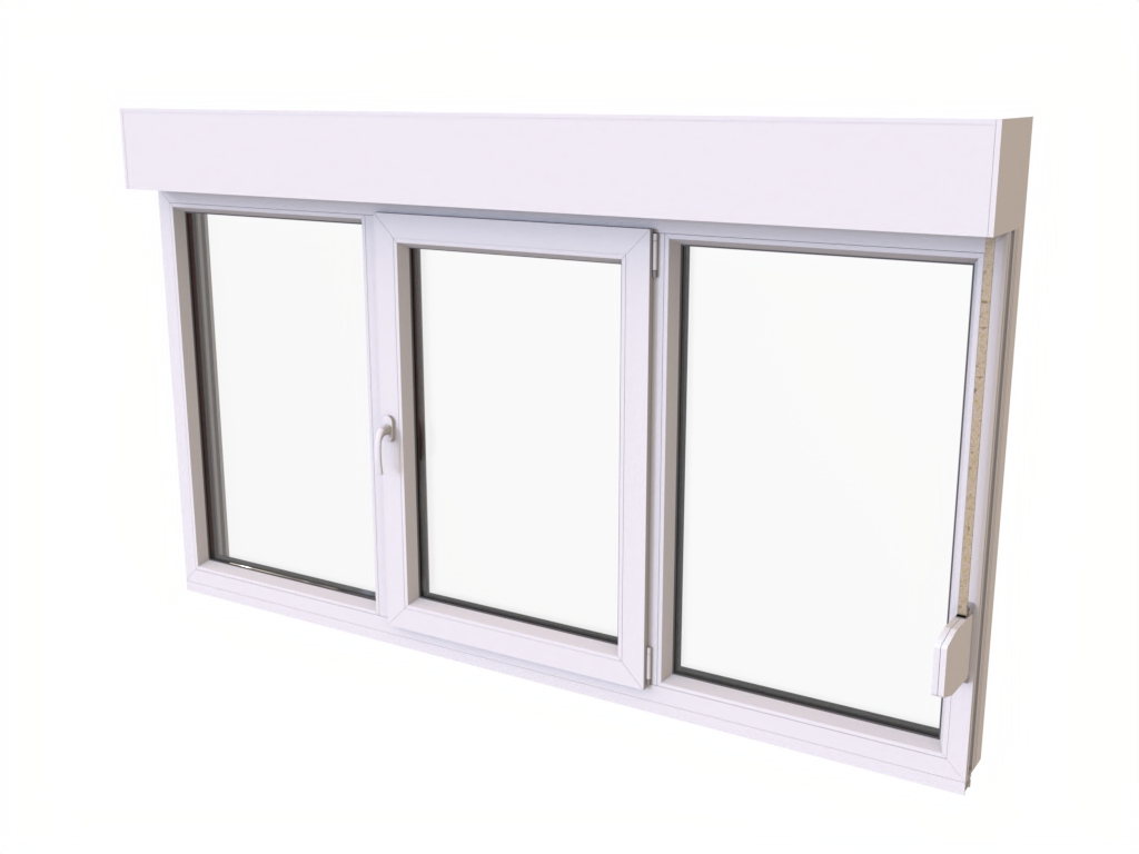 3-tlg. CT70 ASK-FG Schücofensterelement 2290 x 1320 mm mit Rollladen