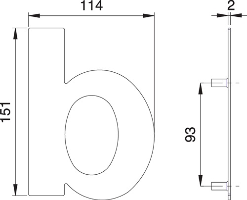 Hausnummer Buchstabe b VA ma 151mm B.114