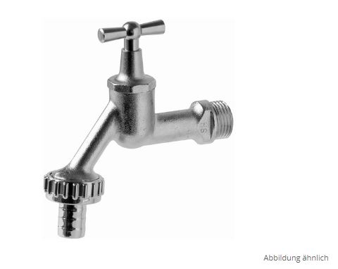 Auslaufventil 1/2" matt verchromt mit Schlauchverschraubung