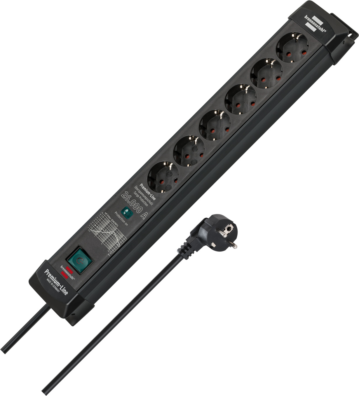 Premium-Line 6er Steckdosenleiste mit Überspannungsschutz bis zu 26.000A