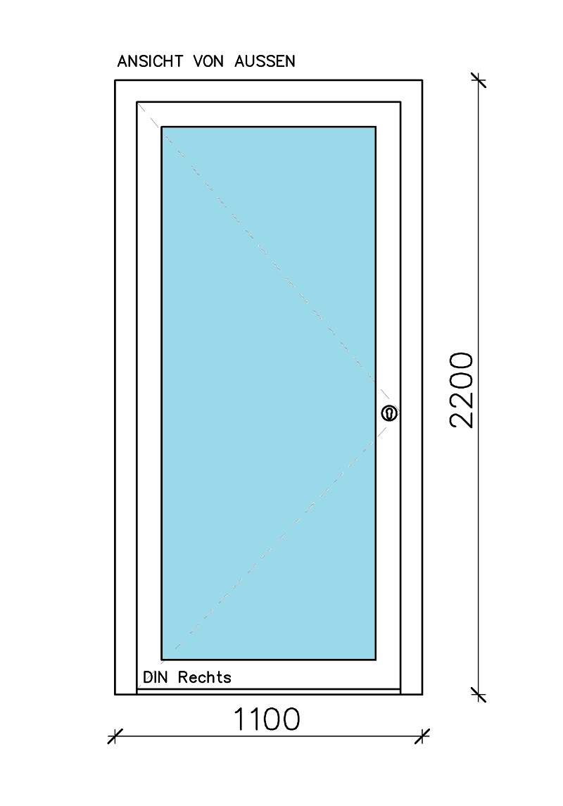 1-tlg. "CT-70" Schüco Haustür 110 x 220 cm inkl. Verglasung