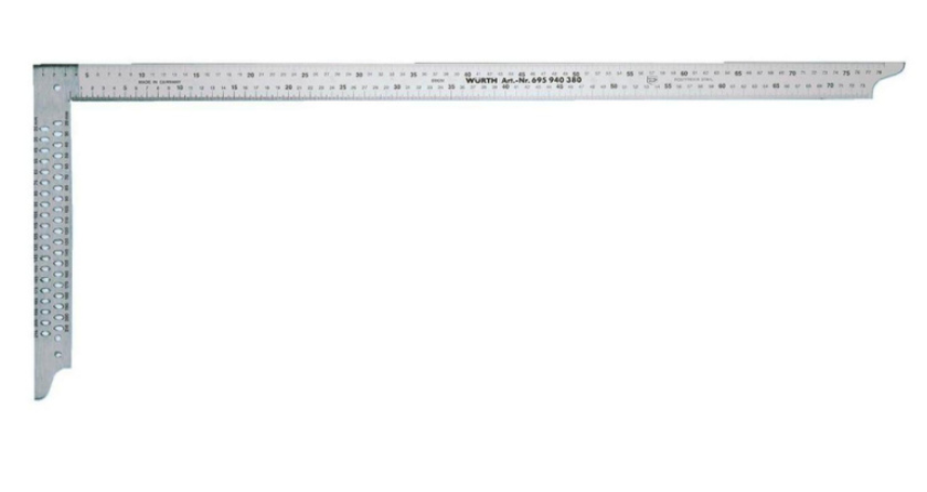 800x320 mm Zimmermannswinkel mit Anreißlöchern und vier Maßen