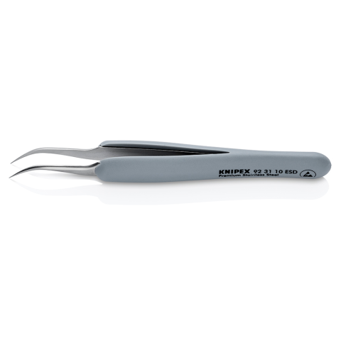 125 mm nadelspitz/gewinkelt ESD Präzisionspinzette mit gummiertem Griff von Knipex