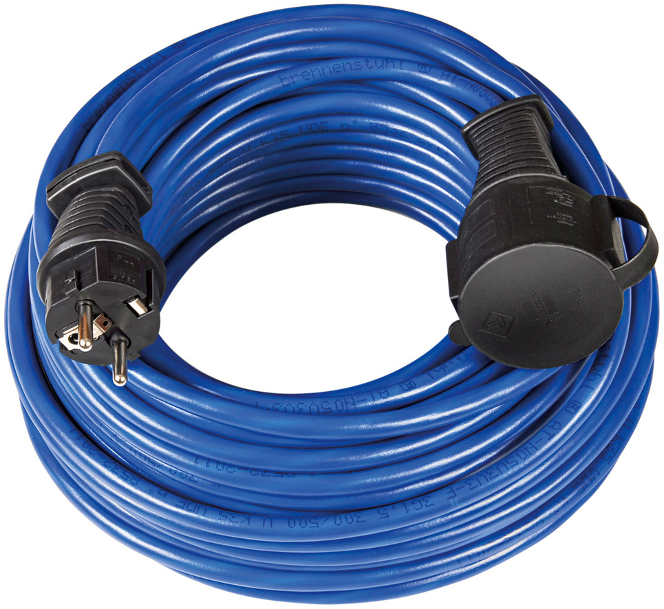 BREMAXX® Outdoor-Verlängerungskabel 10m Kabel in blau IP44