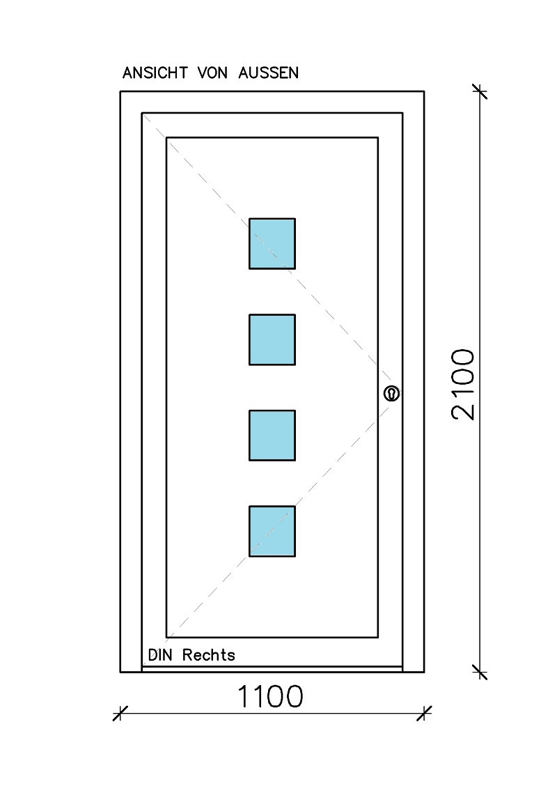 1-tlg. "CT-70" Schüco Haustür 110 x 210 cm mit Füllung LA3