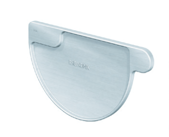 Rinnenendboden für 7 tlg. Dachrinne halbrund  Links/Rechts | Zink walzblank