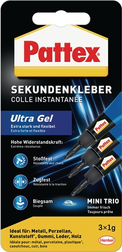 Sekundenkleber Ultra Gel MINI-TRIO 3x1g