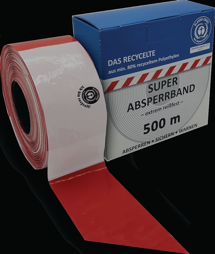 Absperrband L.500m B.80mm rot/weiß geblo