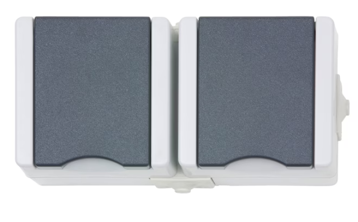 AP-Feuchtraum Schutzkontakt-Steckdose 2-fach waagerecht