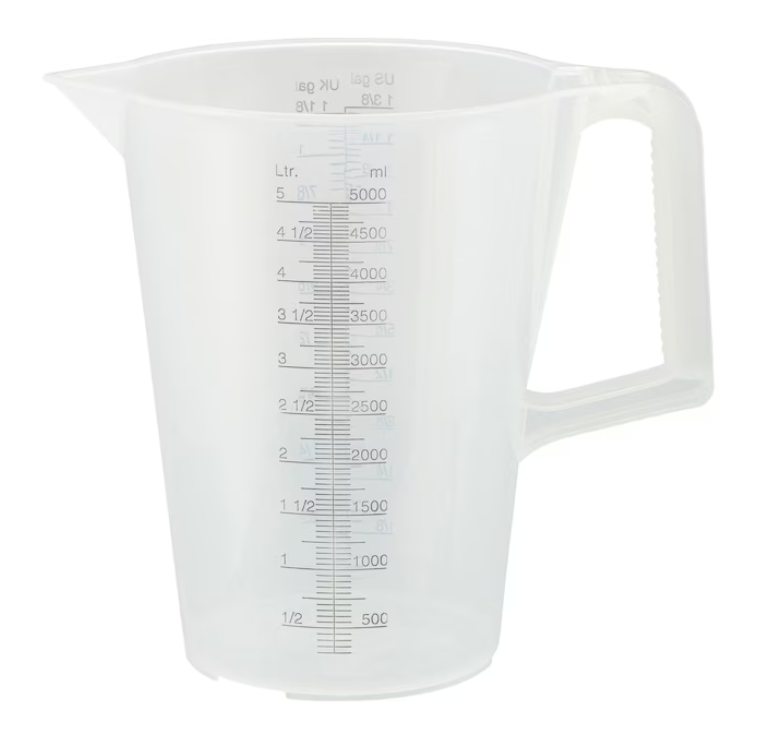 5,0 Liter Messbecher mit schwarzer Skala