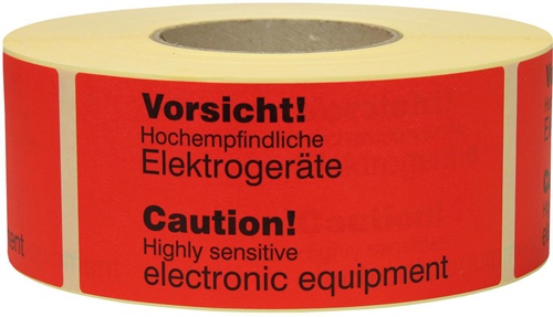 TRANSPAK Hinweisetikett  Maße 145x70mm Papier rot