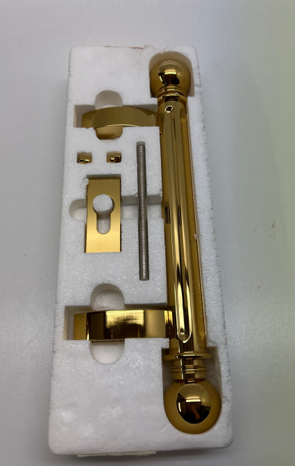 Out# Stoßgriff messing poliert mit Lochabstand 180 mm I LL3005