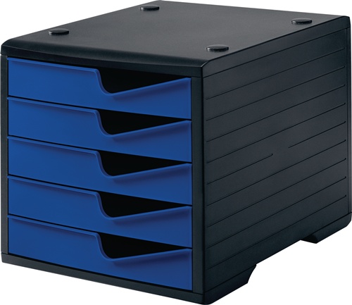 Ablagebox 5 Schubl.schwarz/blau Polystyr