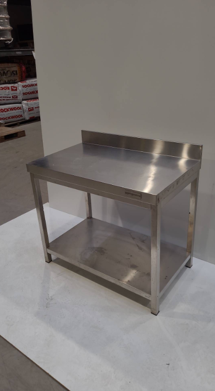 Edelstahl Arbeitstisch - 1000x600mm - mit Grundboden & Aufkantung I LL3081