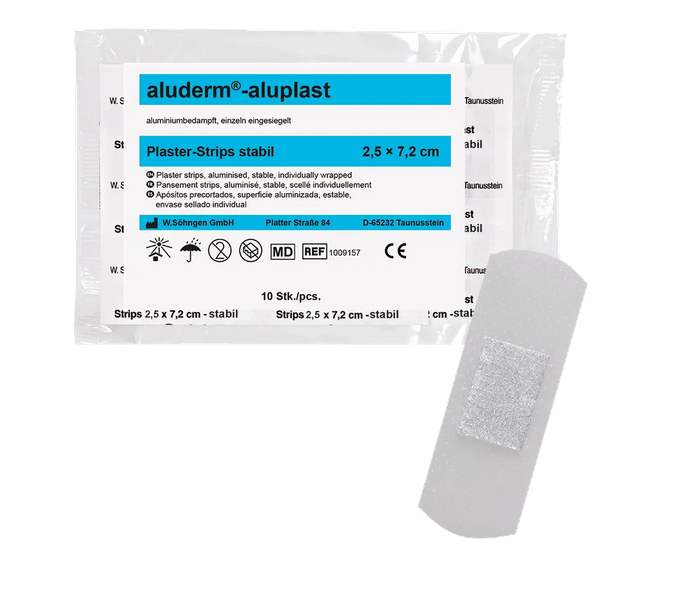 aluderm®-aluplast stabil Strips 2,5 x 7,2 cm 10 Stück I 1009157