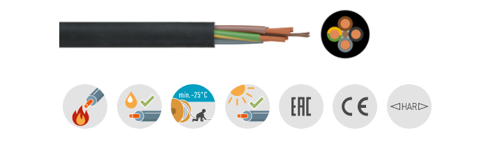 3x 1,5mm2 Gummikabel im Zuschnitt