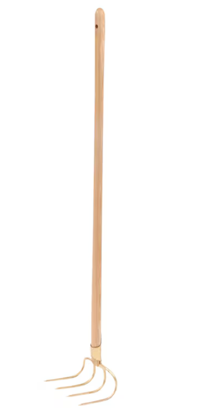 Kartoffelhacke mit Eschenholzstiel 1.300 mm, Federdülle und vier gehärteten Zinken