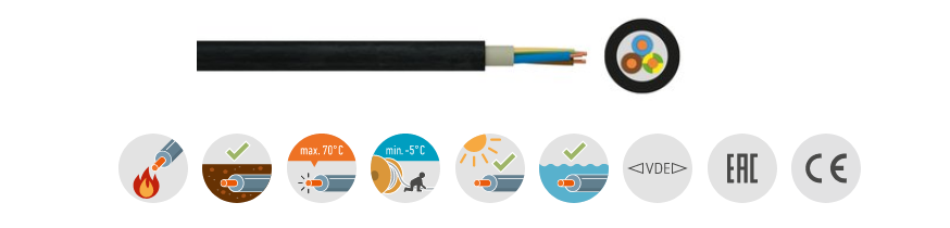 3x 1,5 NYY Mantel-Erdleitung/ im Zuschnitt