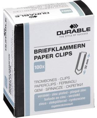 DURABLE Büroklammer DURABLE spitze Form 32mm Metall verzinkt 100 St./Pack.