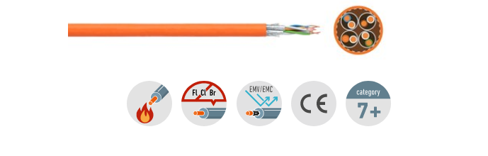 Duplex CAT 7+ LAN-Kabel /Orange im Zuschnitt
