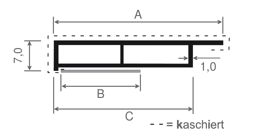 30 mm Kammerprofil 7mm mit Nase (VE 10) | Selbstklebend
