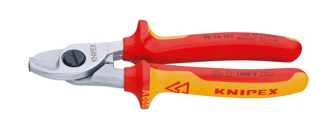 165 mm Kabelschere mit 2K-Griffhüllen VDE-isoliert von Knipex