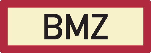 105/297 mm Feuerwehrschild, BMZ (Brandmeldezentrale) - DIN 4066