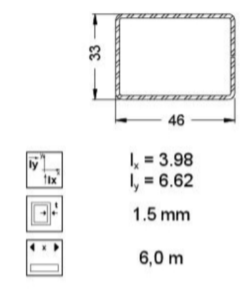 20126100 Stahlprofil 46/33/1,5 (6 m) I RG 125