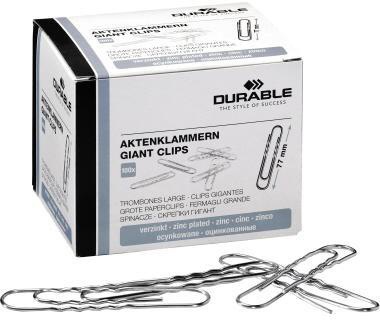 DURABLE Büroklammer DURABLE gewellt runde Form 77mm Metall silber 100 St./Pack.