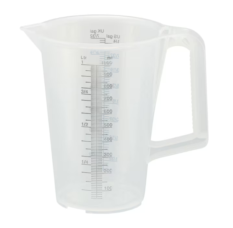 1,0 Liter Messbecher mit schwarzer Skala