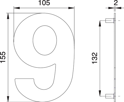 Hausnummer Ziffer 6/9 VA ma 155mm B.105m