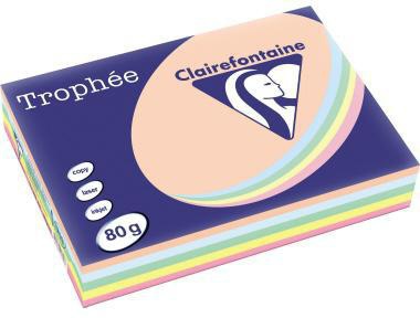 CLAIREFONTAINE Kopierpapier Clairefontaine Trophée Color DIN A4 80g/m² elementar chlorfrei gebleicht holzfrei pastellfarbig sortiert 500