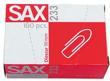 SAX Büroklammer Sax spitze Form 30mm Metall verzinkt 100 St./Pack.