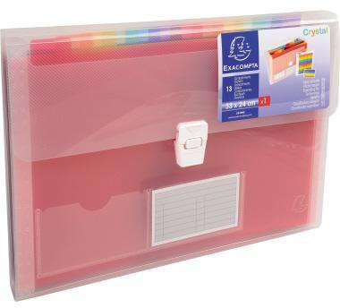 EXACOMPTA Fächermappe Exacompta Crystal DIN A4 inkl. bunte Indexstreifen Polypropylen kristall 13 Fächer
