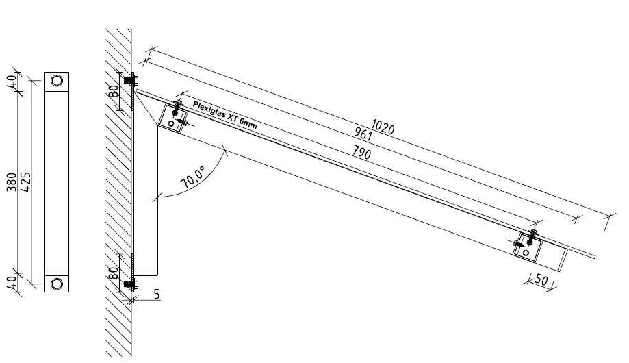 Aluminiumkonsole RAL 9006 für Vordach