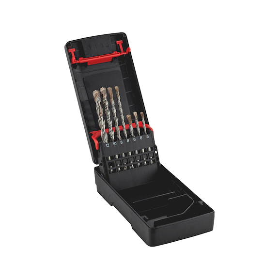 7.- tlg. Hammerbohrerkassette mit SDS plus-Aufnahmeschaft Duo-S Vario