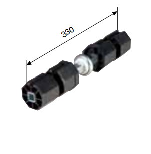 Kupplungsstück Doppelwellenbolzen SW60 Rollladenwelle mit 1 Kugellager