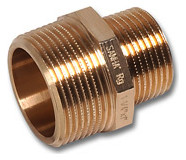 Reduzier-Doppelnippel 3/4x1/2 bleifrei, Siliziumbronze