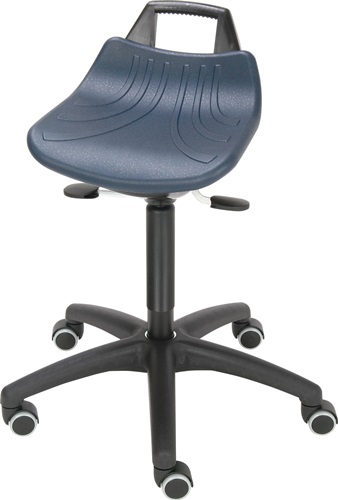 Drehhocker m.Rollen PU-Schaum blau Sitz-