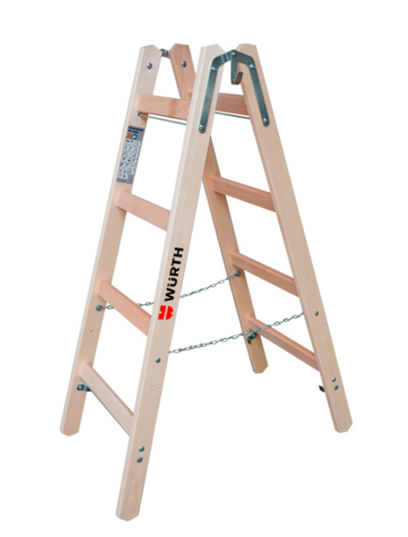 Holz-2x4 Sprossenstehleiter mit Kette