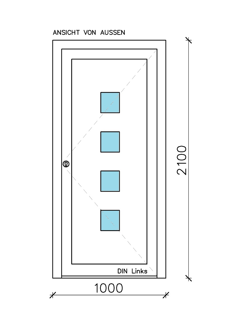 1-tlg. "CT-70" Schüco Haustür 100 x 210 cm mit Füllung LA3