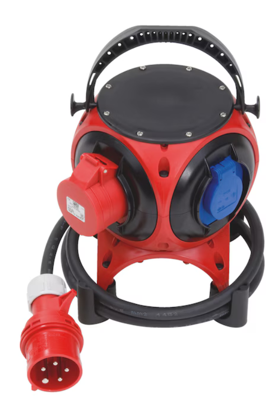 Mobiler Kunststoff-Standverteiler (3xSchutzkontaktsteckdosen+1xCEE 16A)