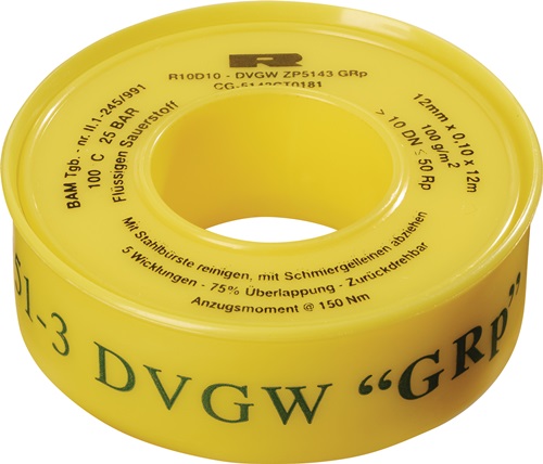 PTFE Dichtband GRp L12m B12mm D0,1mm gelb