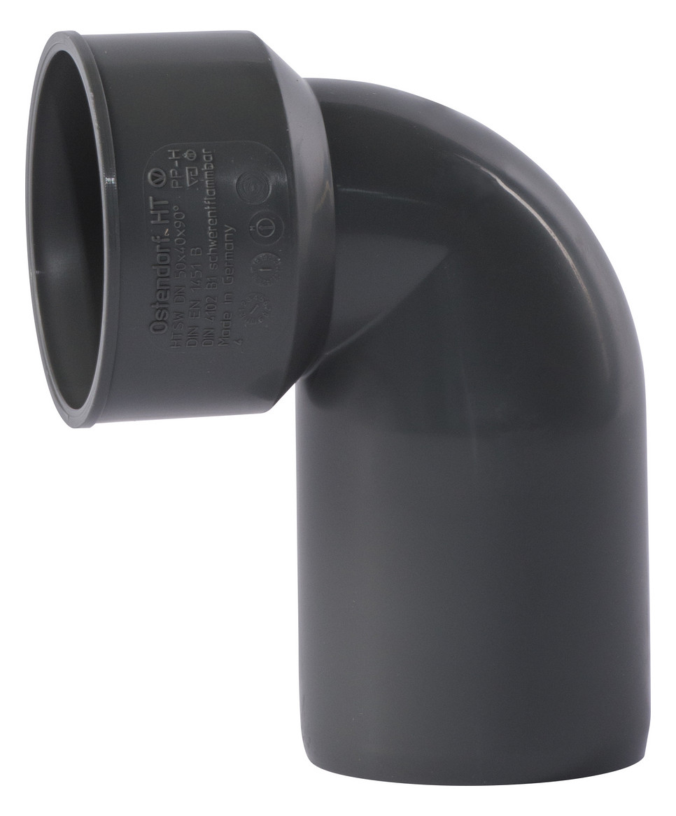 Siphonwinkel NW 50/40 90° ohne Gumimanschette