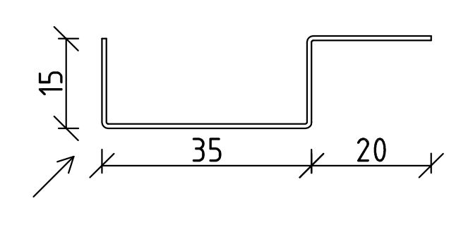 15/35 mm Umfassungszarge | L = 610 mm | RAL 7035