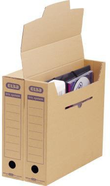 ELBA Archivbox ELBA tric system 7,6 x 31,4 x 33,9 cm (B x H x T) DIN A4 mit Archivdruck Wellpappe naturbraun